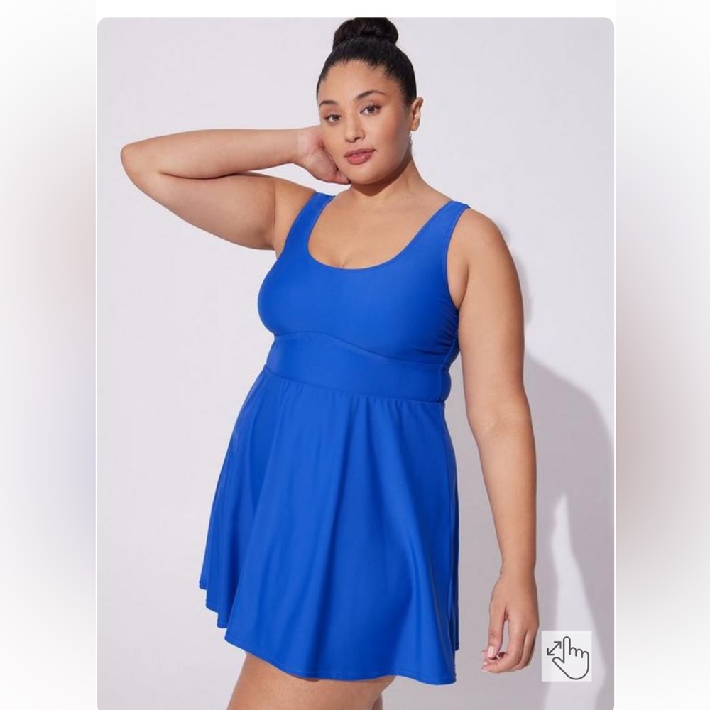 New! Torrid sz 3 Wireless Long Length Scoop Swim Bathing Suit Dress W Brief 3X - Picture 2 of 4